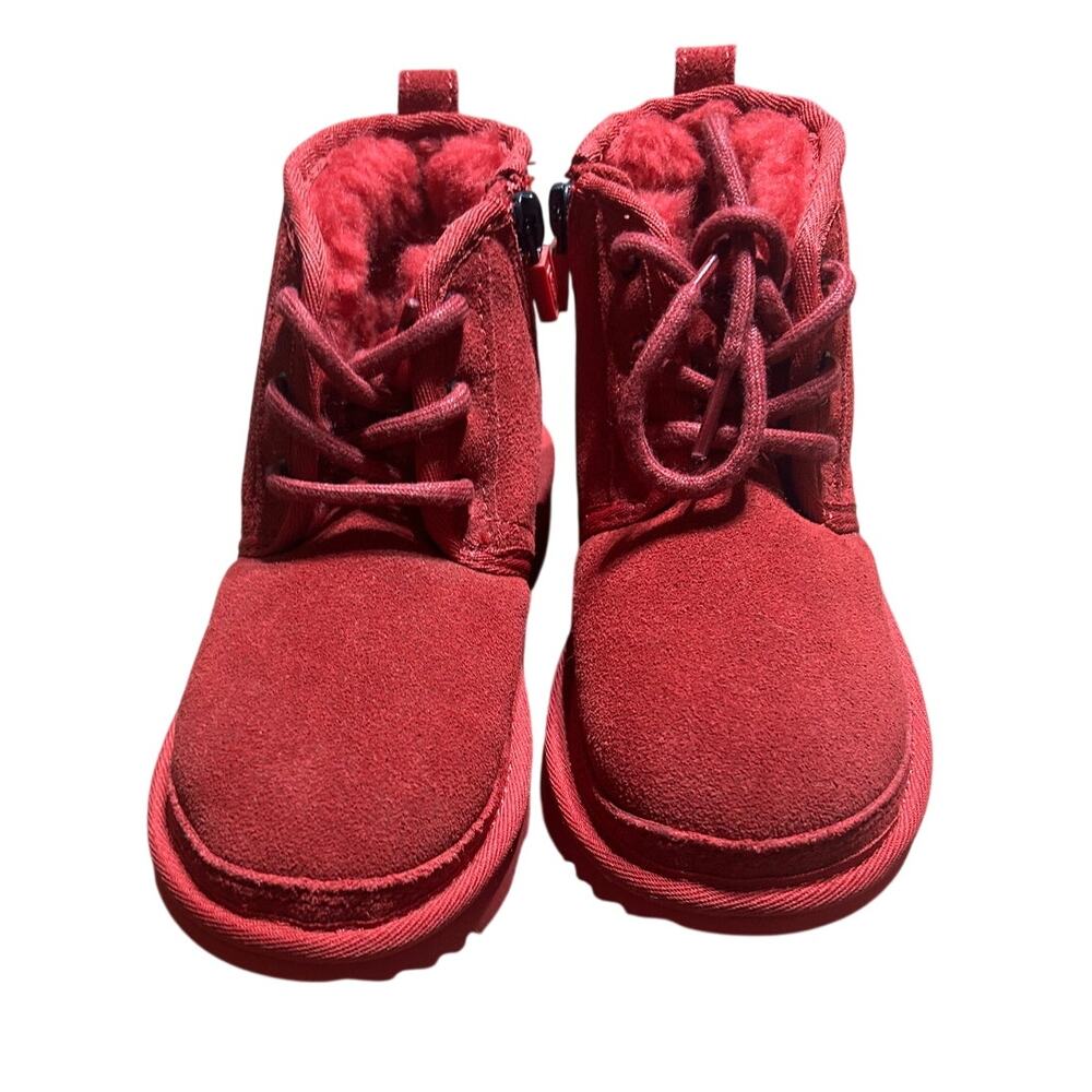 Ugg Neumel ll boots in red suede NWOT sticker on bottom girls size 12